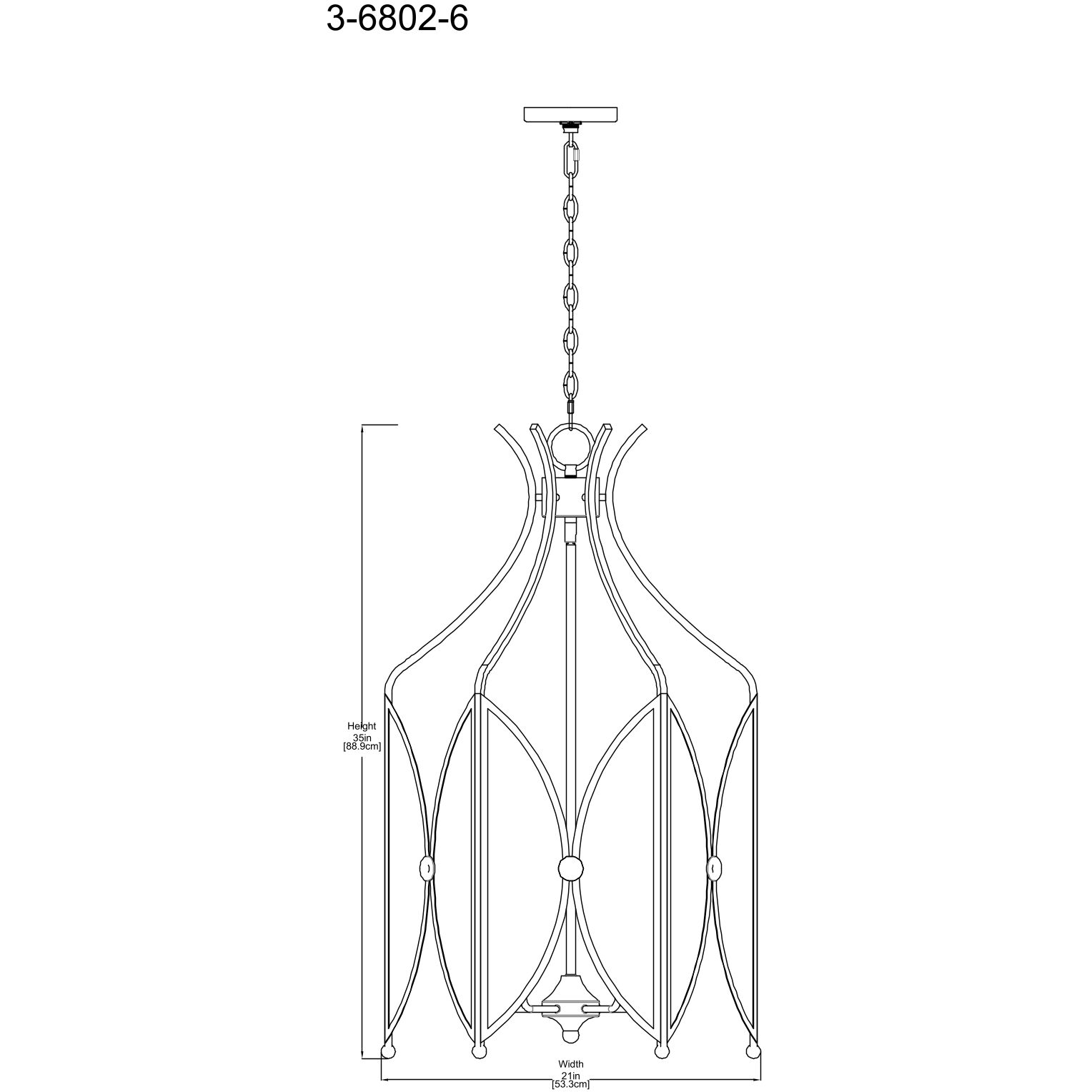 Enclave 6 Light 21 inch Black Tourmaline Pendant Ceiling Light