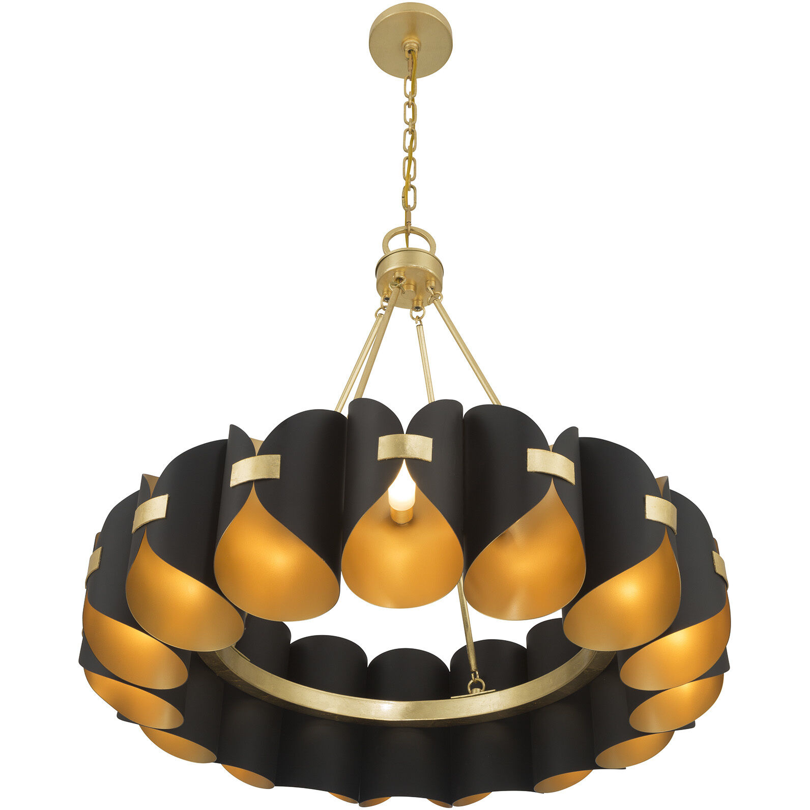 Pelham LED 27.75 inch Black Cashmere and True Gold Chandelier Ceiling Light
