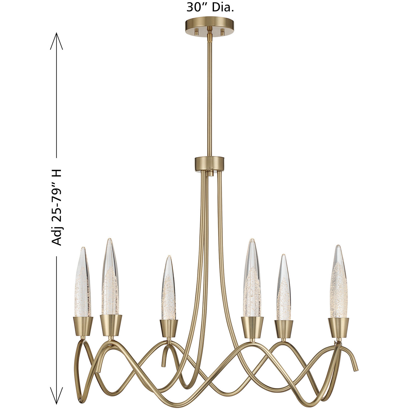 Sofia LED 30 inch Noble Brass Chandelier Ceiling Light