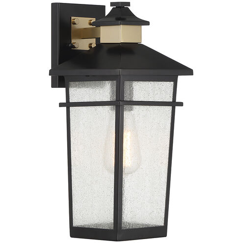 Kingsley 1 Light 16.25 inch Matte Black with Warm Brass Outdoor Wall Lantern