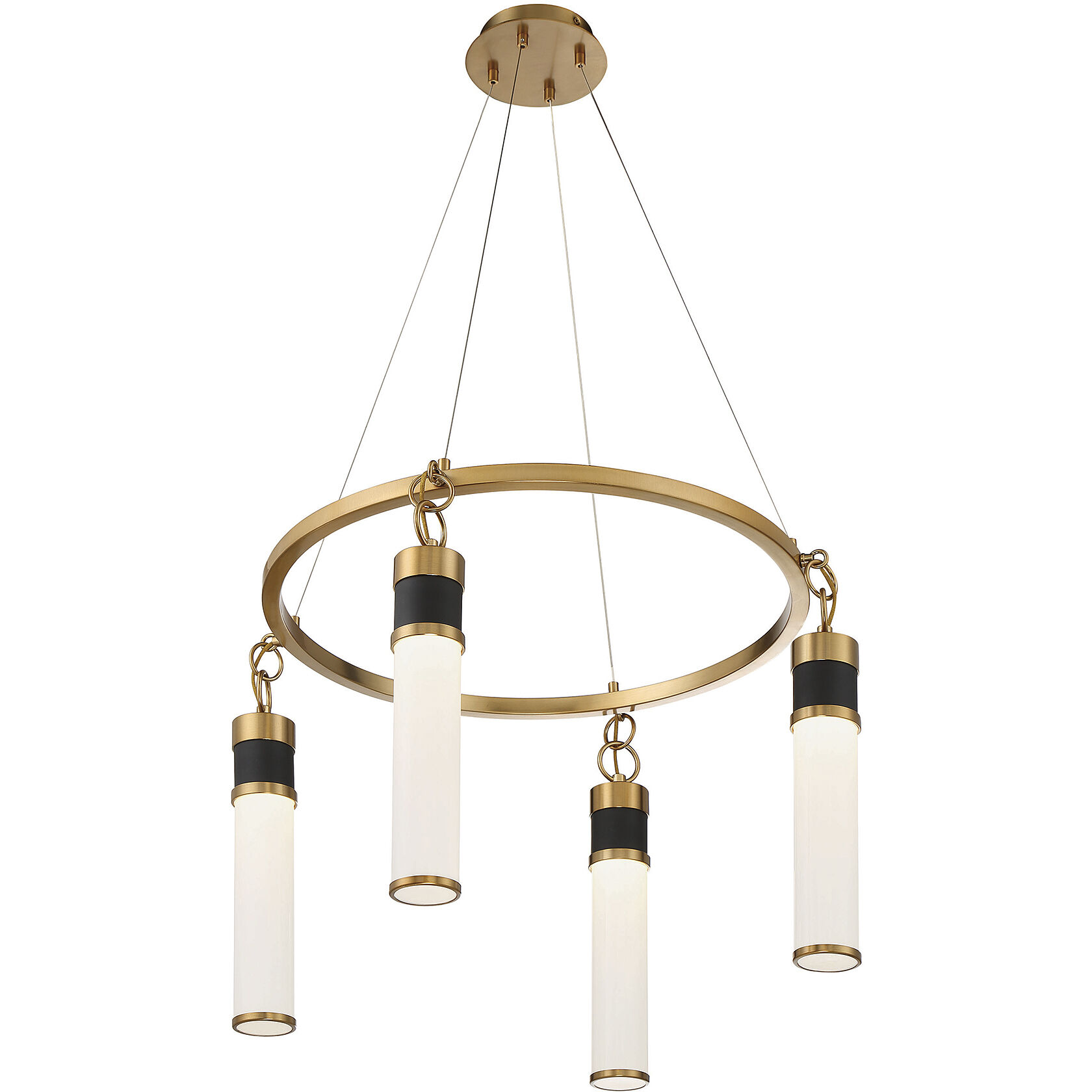 Abel LED 26 inch Matte Black with Warm Brass Accents Chandelier Ceiling Light