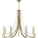 Helen 9 Light 50 inch Warm Brass Chandelier Ceiling Light