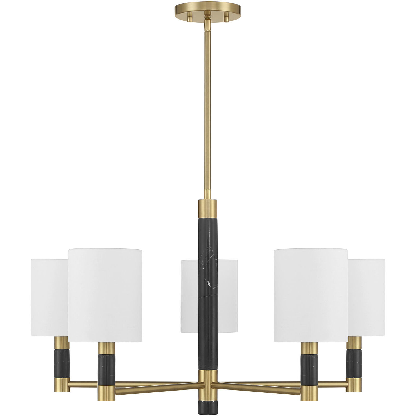 Conrad 5 Light 28 inch Warm Brass with Black Marble Chandelier Ceiling Light