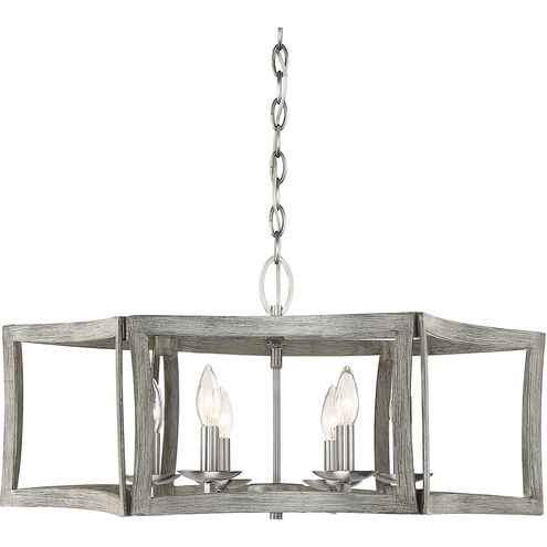 Brookline 6 Light 27 inch Pewter/Greywood Pendant Ceiling Light