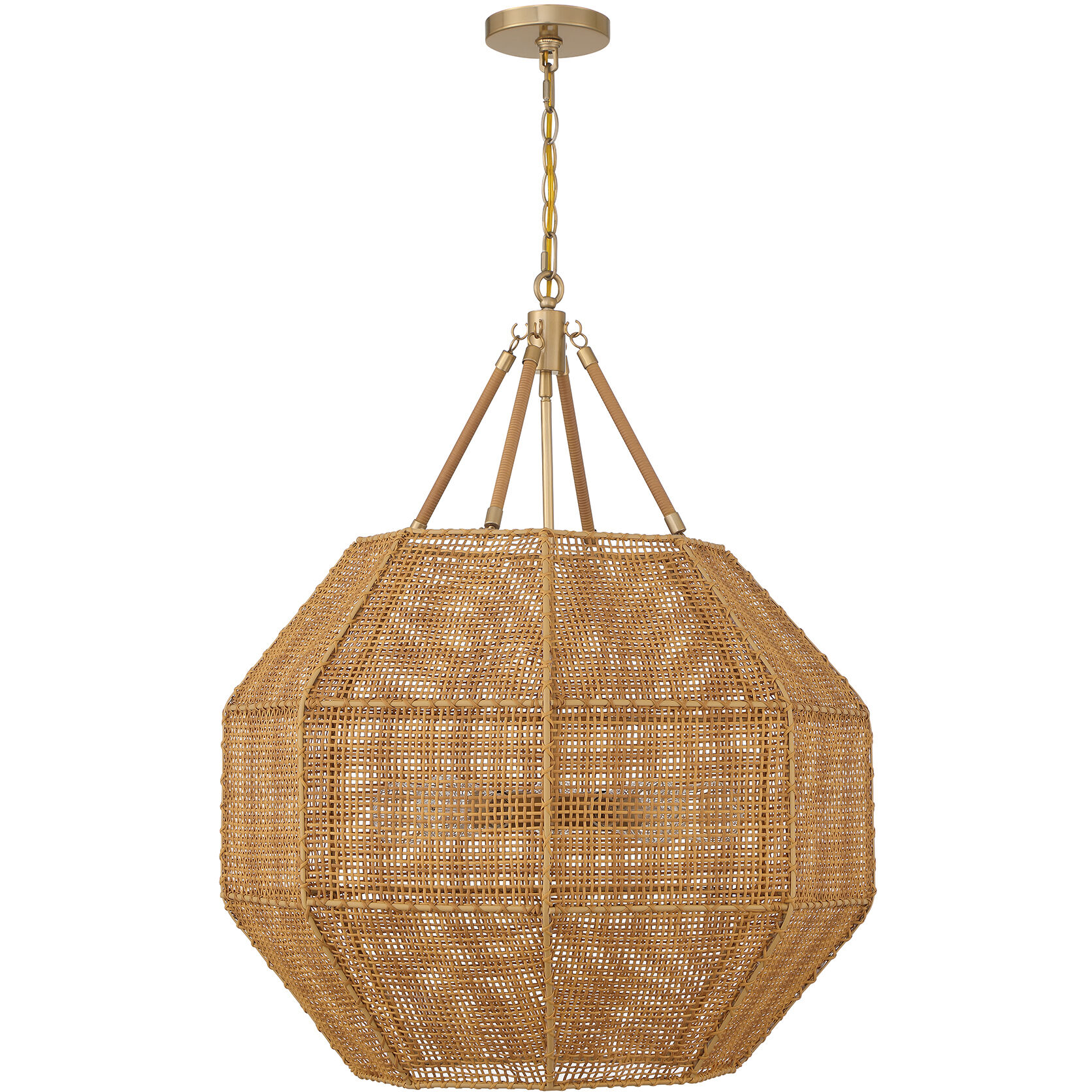 Selby 5 Light 25 inch Burnished Brass with Natural Rattan Pendant Ceiling Light