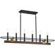 Icarus 6 Light 42 inch Burnished Brass with Walnut Linear Chandelier Ceiling Light, Lighting One