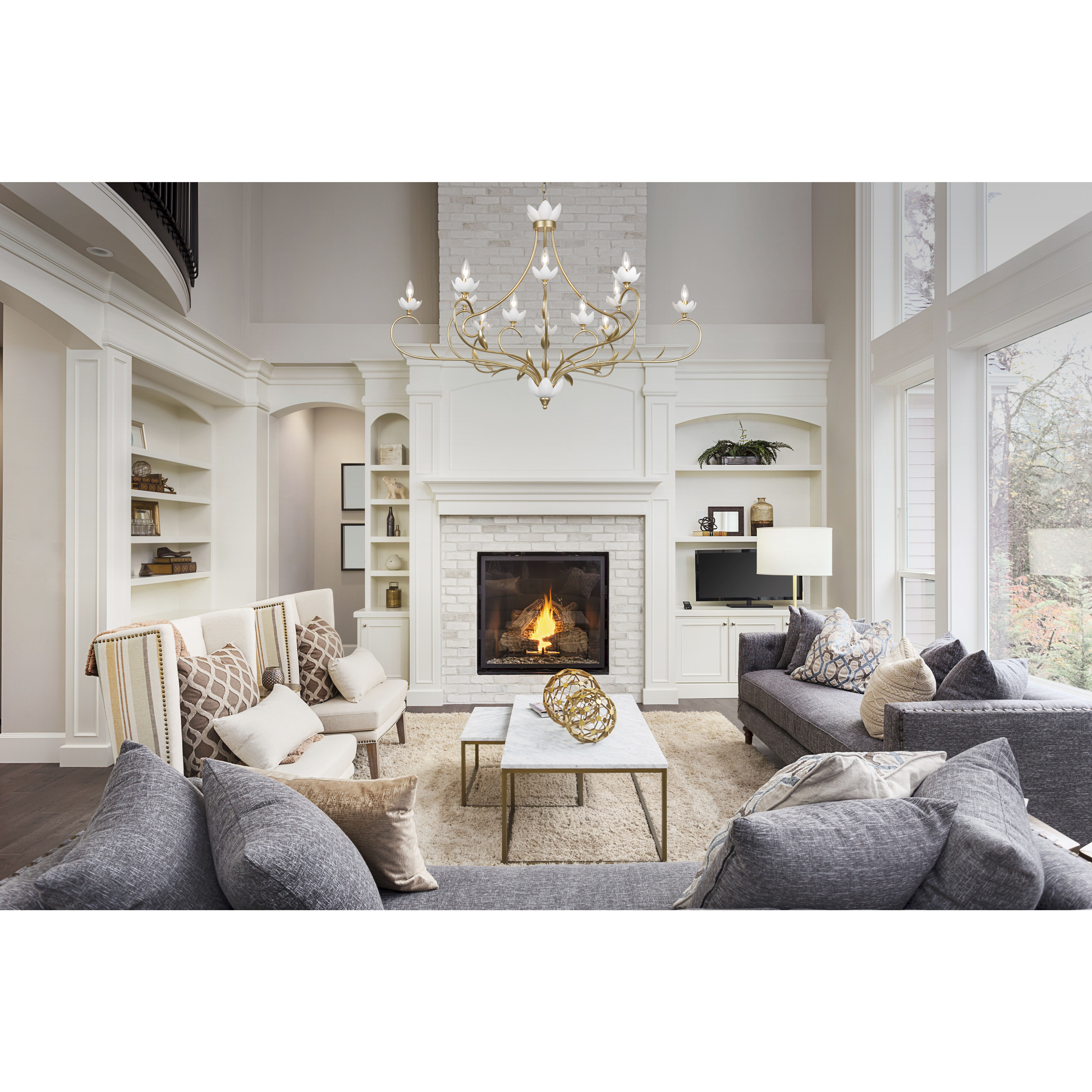 Muse 12 Light 52.5 inch French Gold and White Cashmere Chandelier Ceiling Light