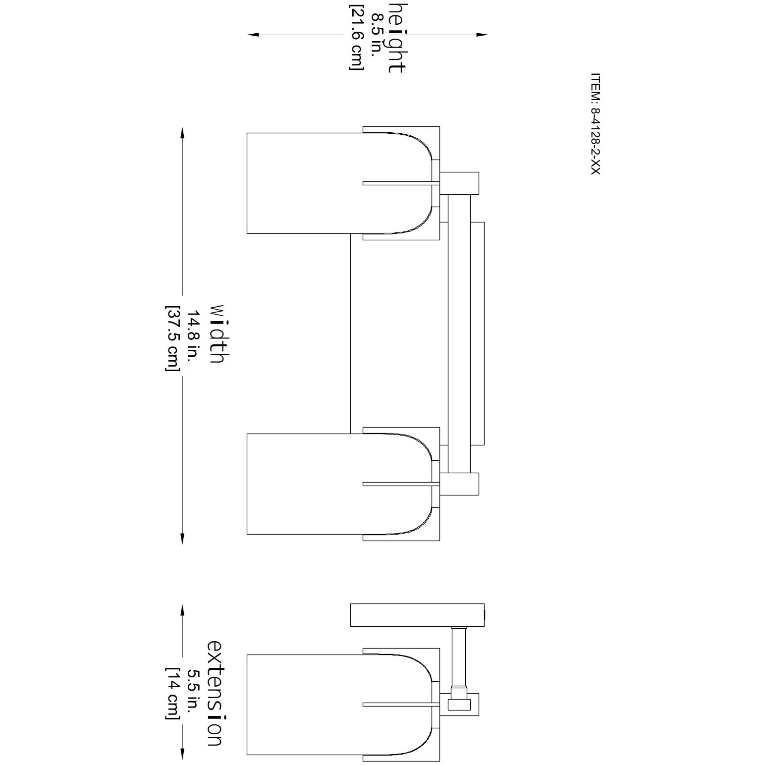 Caldwell 2 Light 14.75 inch Black Bathroom Vanity Light Wall Light