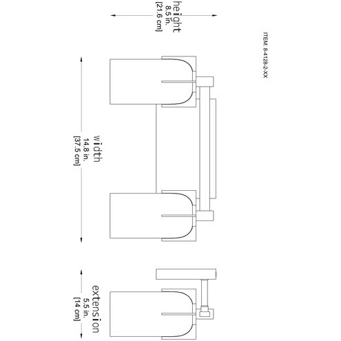 Caldwell 2 Light 14.75 inch Black Bathroom Vanity Light Wall Light