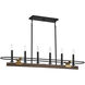 Icarus 6 Light 42 inch Burnished Brass with Walnut Linear Chandelier Ceiling Light, Lighting One