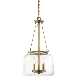 Akron 3 Light 12 inch Warm Brass Pendant Ceiling Light, Essentials