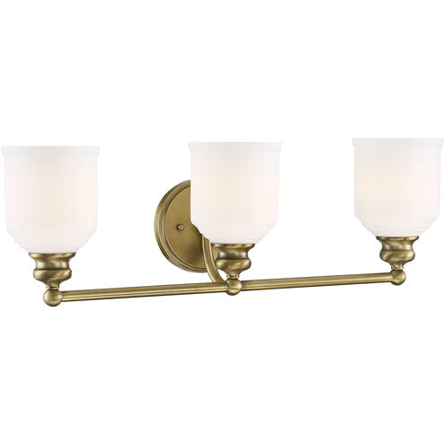 Melrose 3 Light 24 inch Warm Brass Vanity Light Wall Light, Essentials