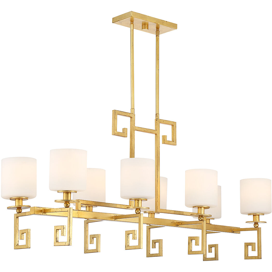 Quatrain 8 Light 41.25 inch True Gold Linear Chandelier Ceiling Light