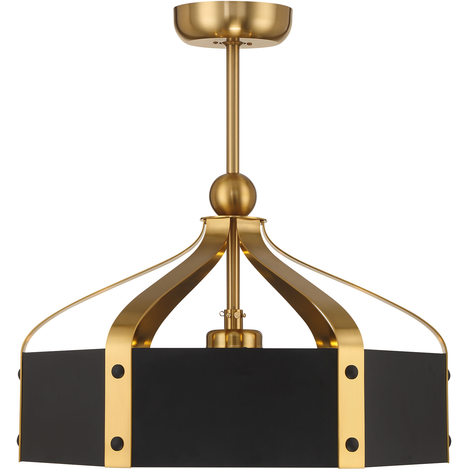 Sheffield 14 inch Black with Warm Brass with Gold Blades Fan D'Lier