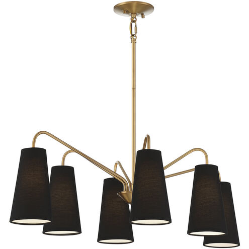 Edgewood 6 Light 35 inch Warm Brass Linear Chandelier Ceiling Light, Essentials