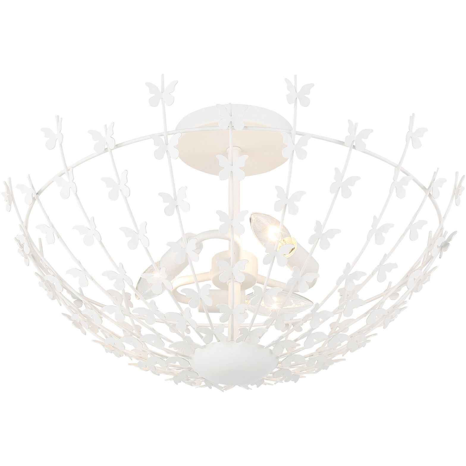 Birch 3 Light 20 inch Bisque White Semi-Flush Ceiling Light