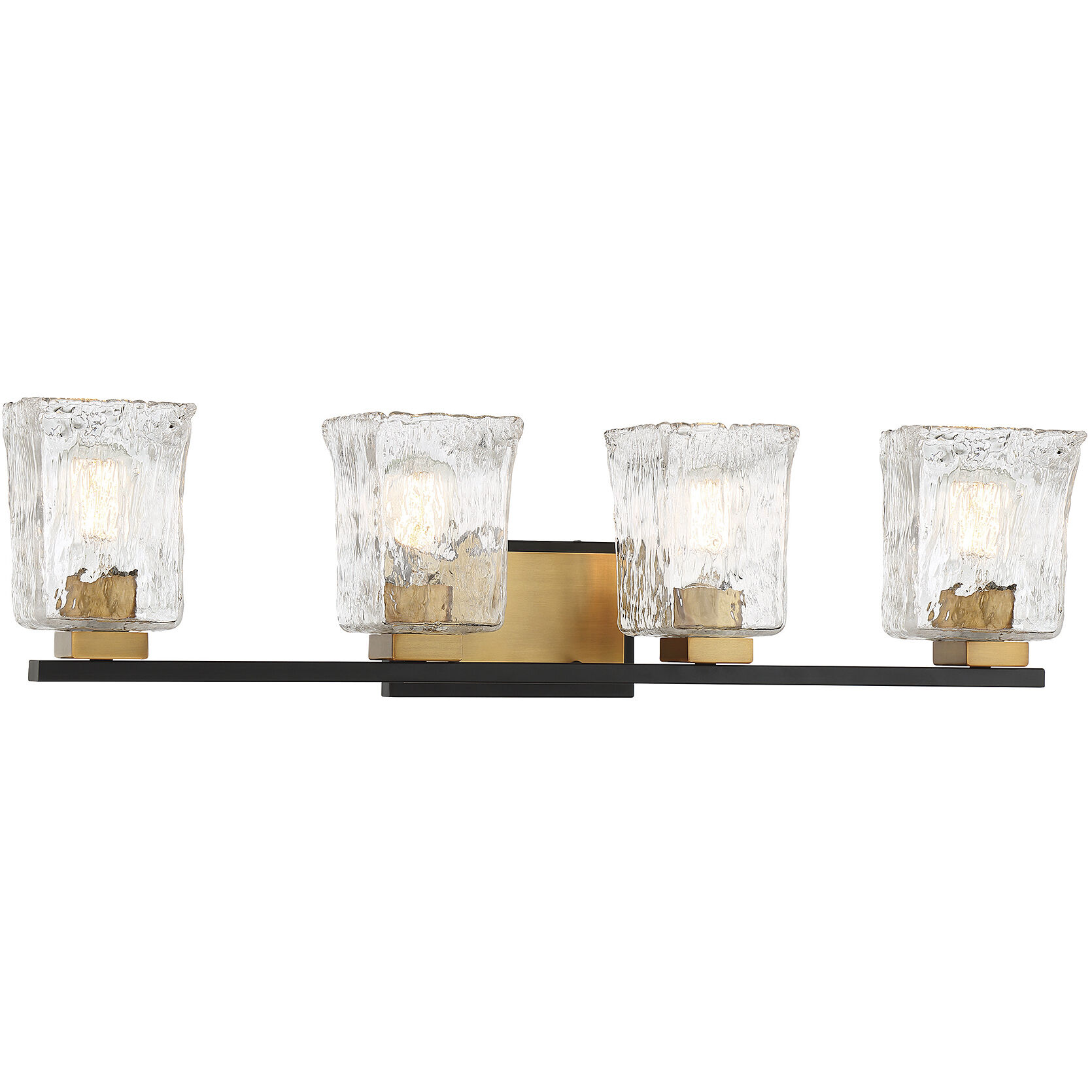 Sidney 4 Light 32 inch Black with Warm Brass Accents Bathroom Vanity Light Wall Light