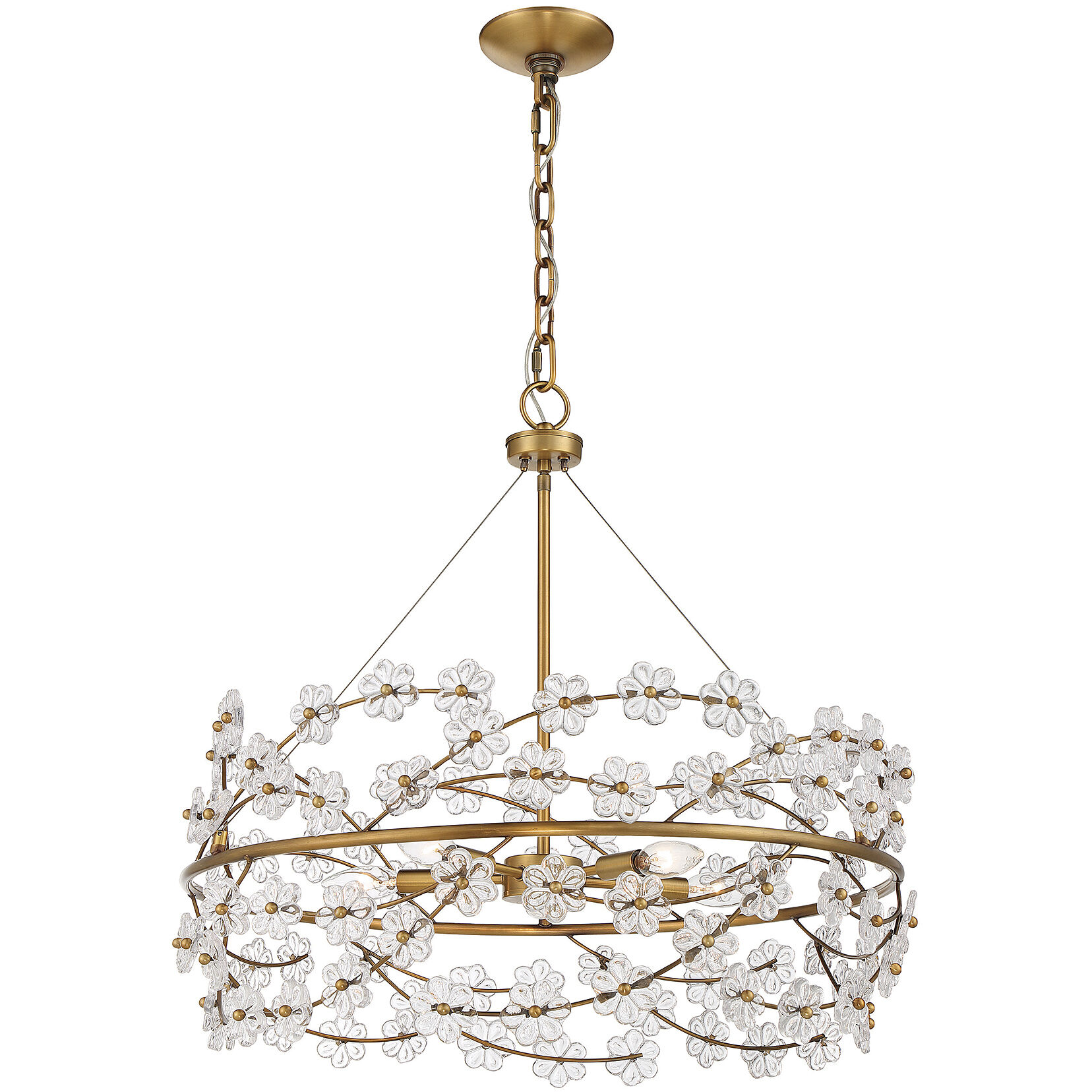 Camille 5 Light 24 inch Warm Brass Chandelier Ceiling Light