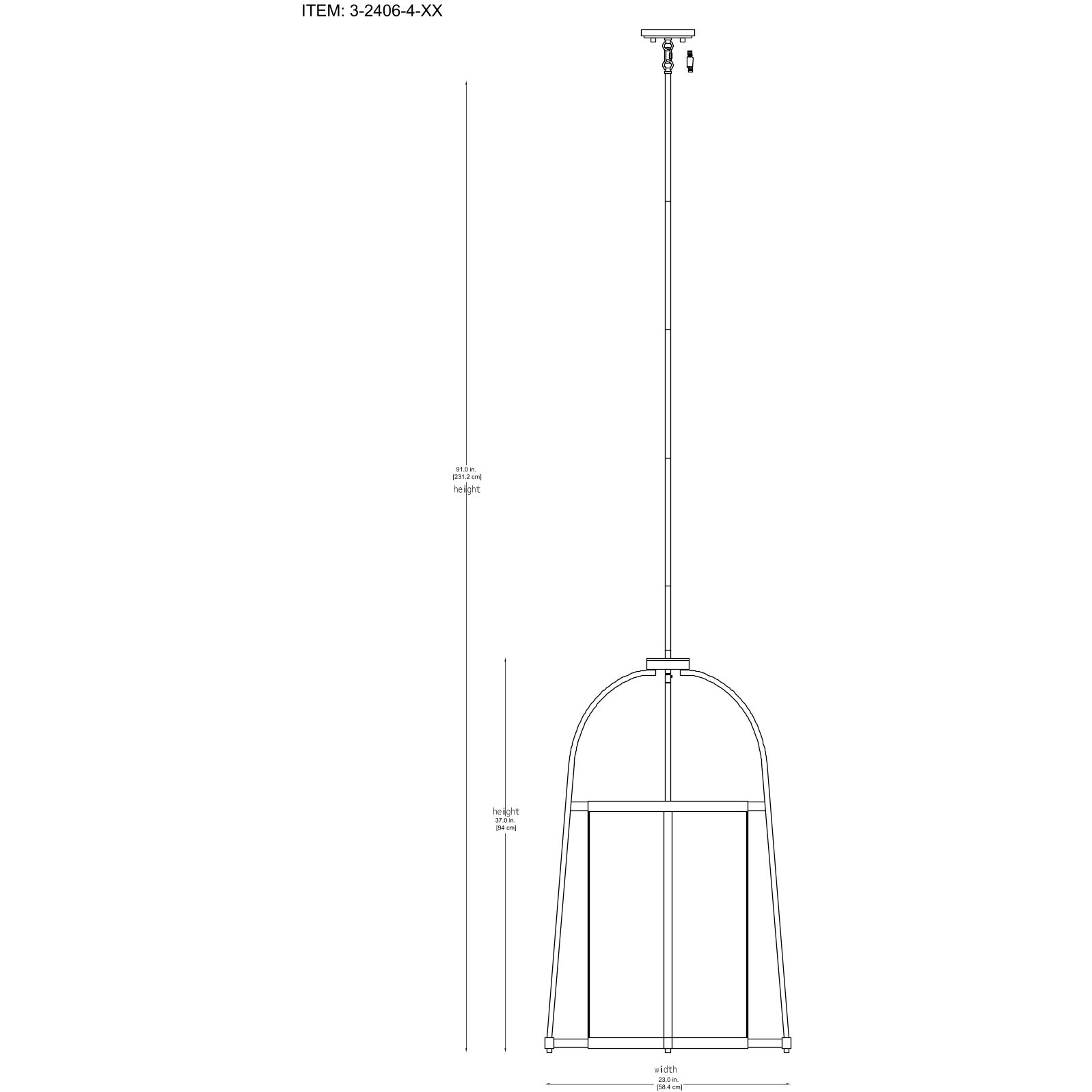 Rosedale 4 Light 23 inch Warm Brass Pendant Ceiling Light