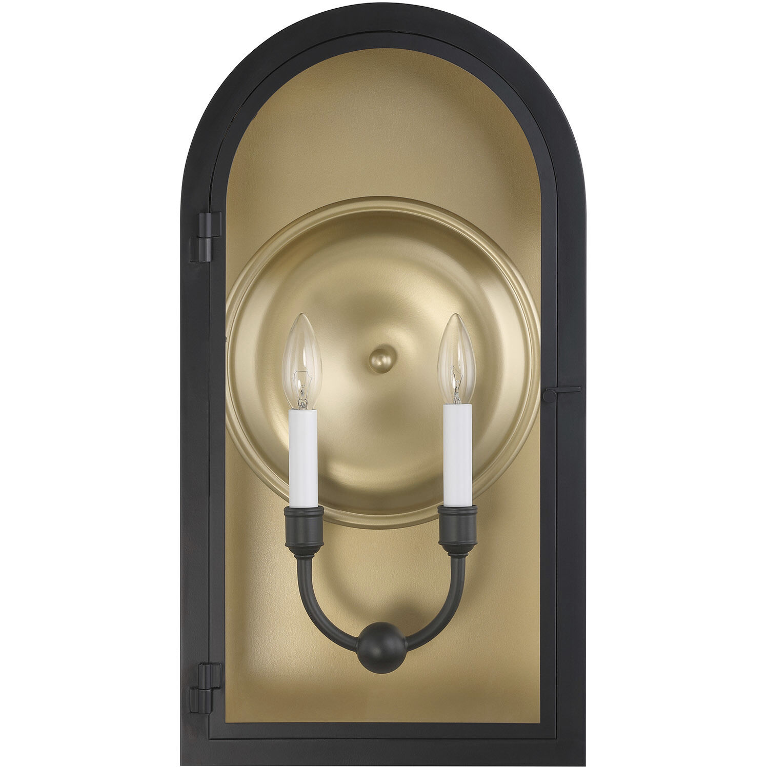 Grotto 2 Light 22.5 inch Matte Black with Vintage Gold Outdoor Wall Lantern