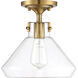 Walpole 1 Light 11 inch Warm Brass Semi-Flush Ceiling Light, Essentials