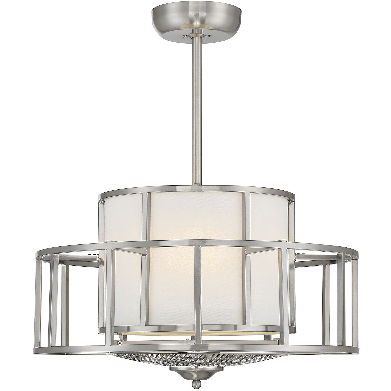 Oslo 12 inch Satin Nickel with Silver Blades Fan D'Lier