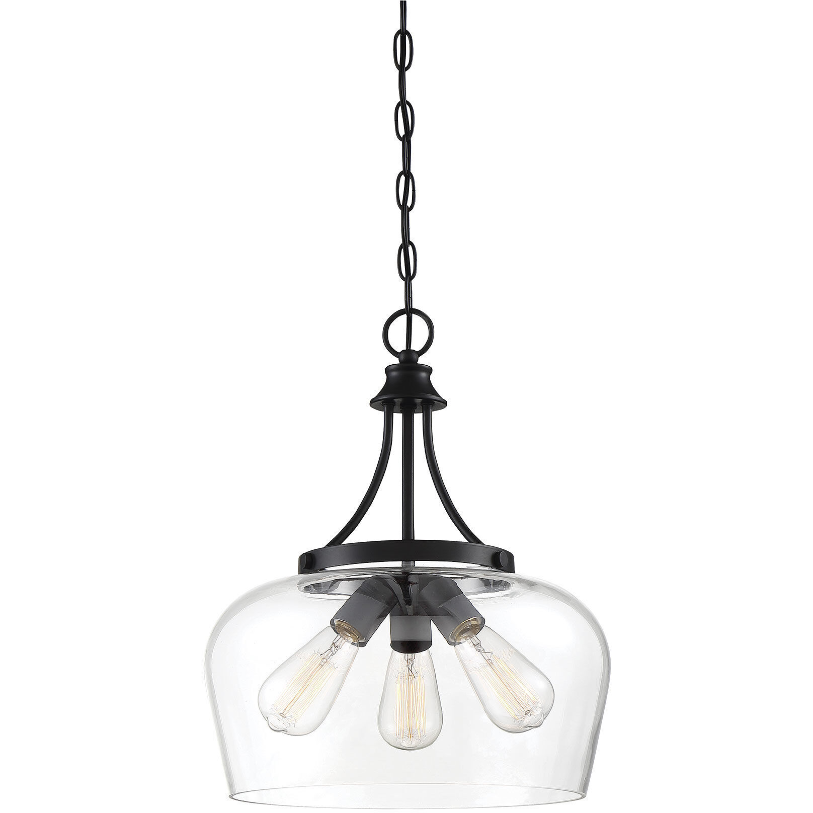 Octave 3 Light 15 inch Black Pendant Ceiling Light, Essentials