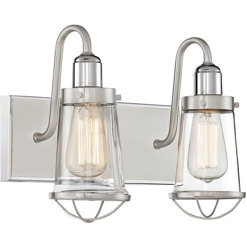 Lansing 2 Light 13.5 inch Satin Nickel with Polished Nickel Accents Vanity Light Wall Light