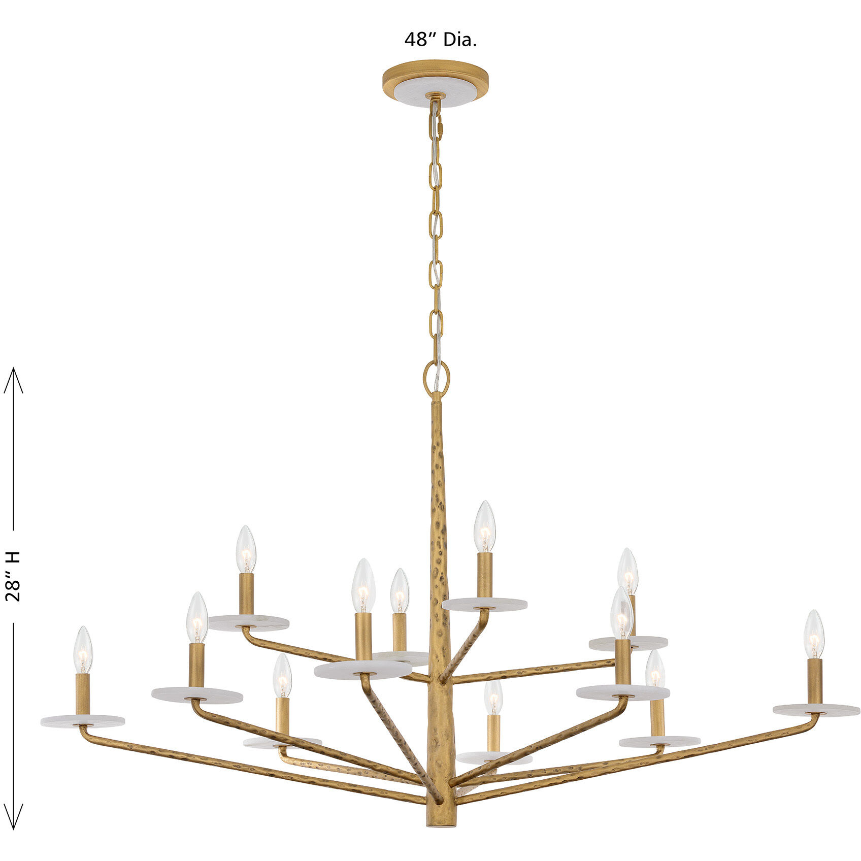 Judi 12 Light 48 inch Distressed Gold Chandelier Ceiling Light