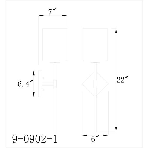 Destin 1 Light 6 inch Matte Black Wall Sconce Wall Light, Essentials