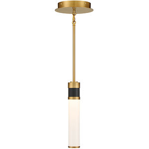 Abel LED 8 inch Black with Warm Brass Accents Mini-Pendant Ceiling Light