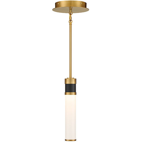 Abel LED 8 inch Black with Warm Brass Accents Mini-Pendant Ceiling Light