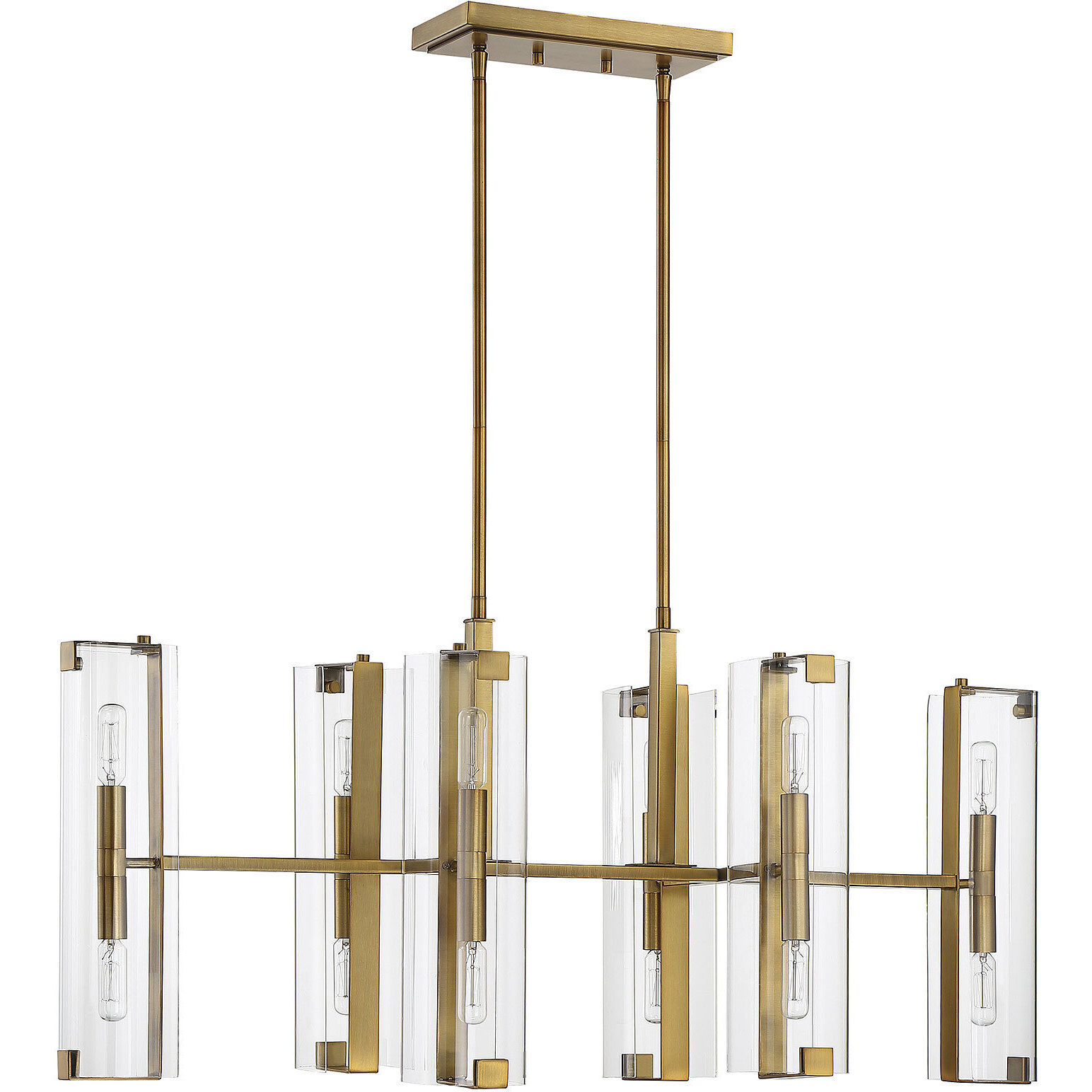 Winfield 12 Light 38 inch Warm Brass Linear Chandelier Ceiling Light, Essentials