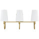 Cameron 3 Light 24 inch Warm Brass Bathroom Vanity Light Wall Light, Essentials