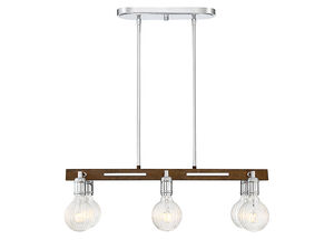 Barfield LED 28 inch Polished Nickel with Wood accents Trestle Ceiling Light