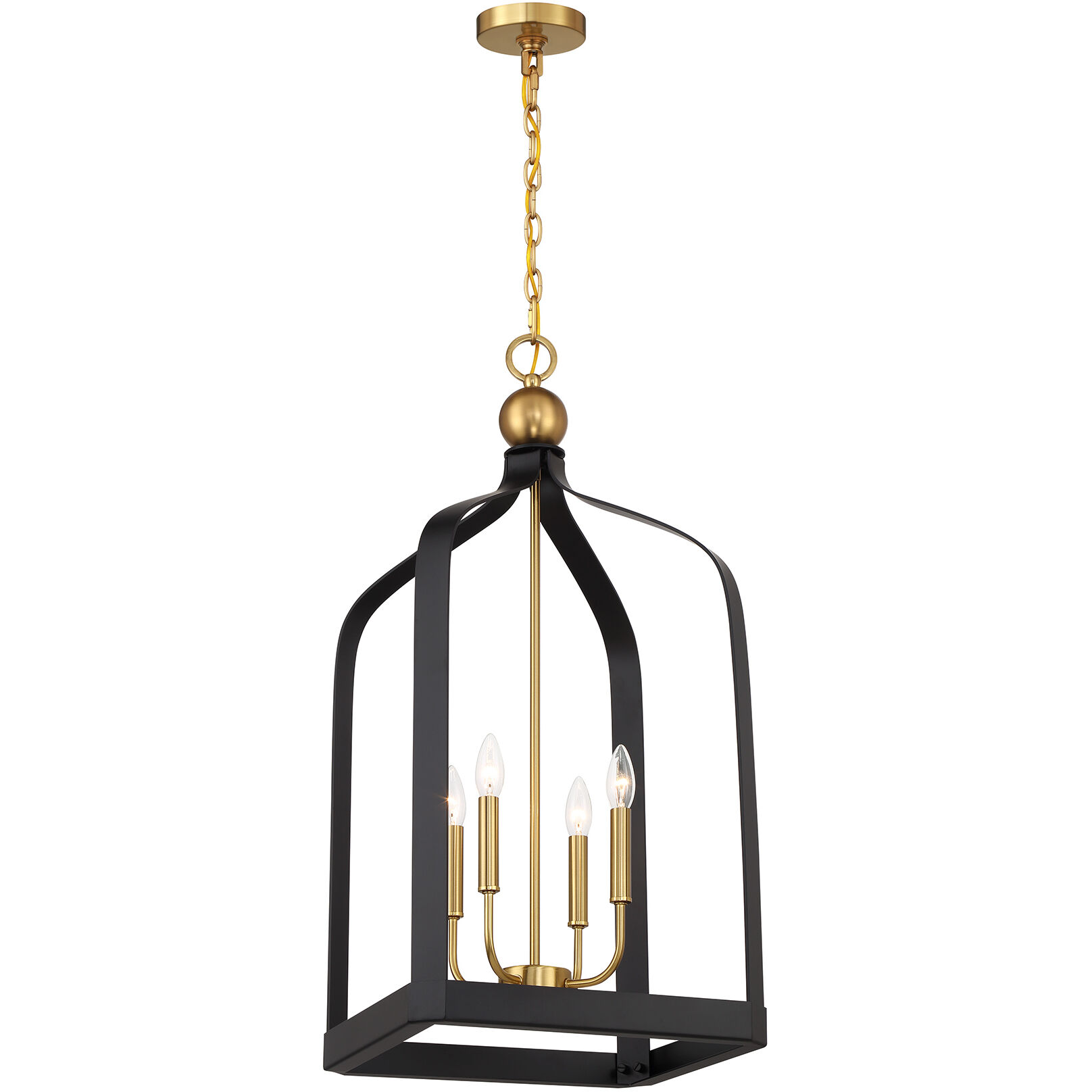 Sheffield 4 Light 15 inch Black with Warm Brass Accents Pendant Ceiling Light