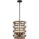 Blaine 3 Light 13 inch Natural Walnut with Black Accents Pendant Ceiling Light