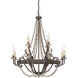 Mallory 12 Light 38 inch Fossil Stone Chandelier Ceiling Light, 10ft of chain 12ft  wire