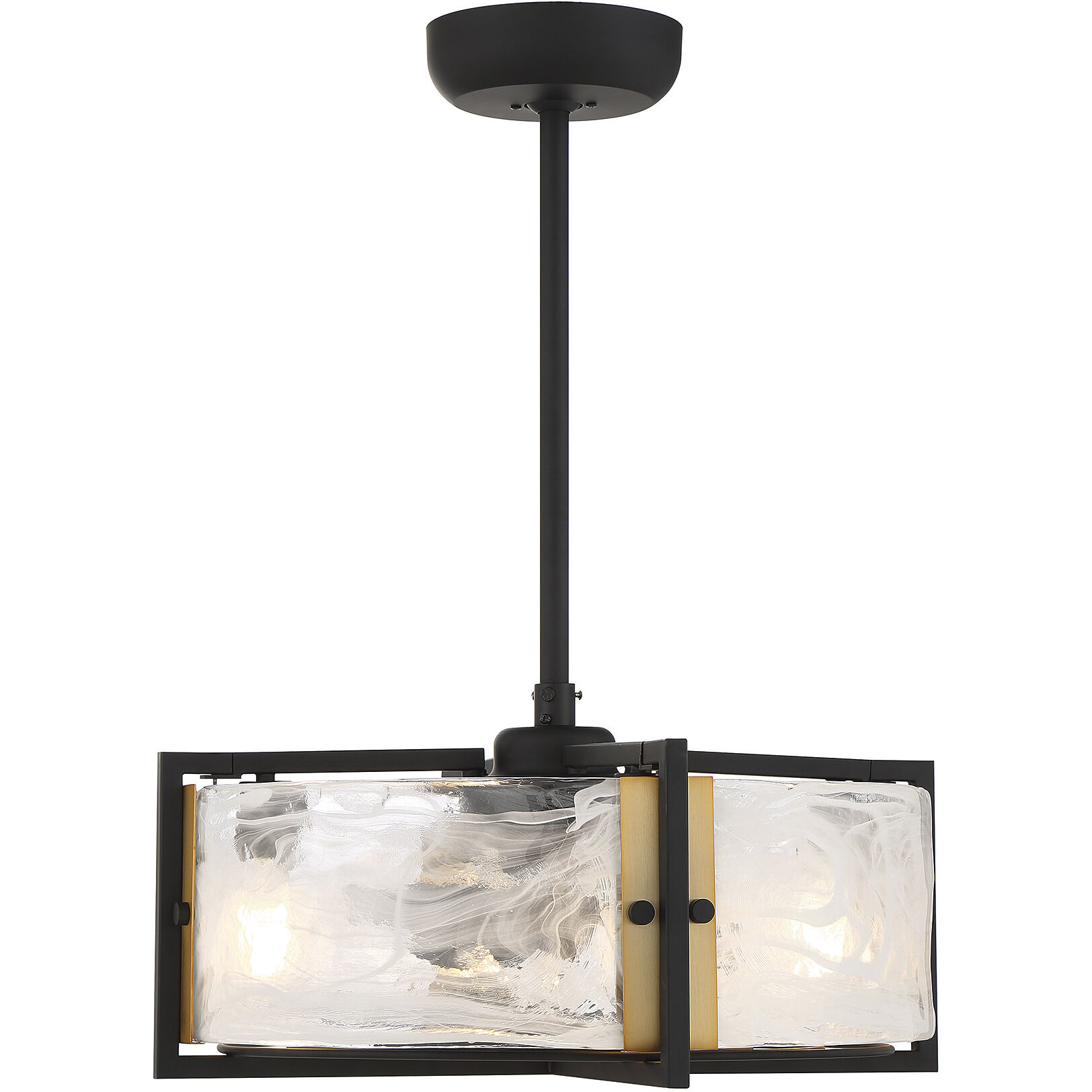 Hayward 12 inch Matte Black with Warm Brass Accents with Black Blades Fan D'Lier