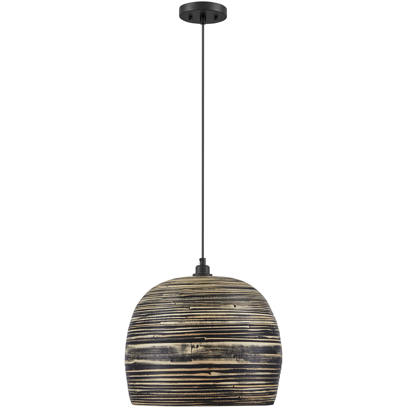 Jamsen 1 Light 15.75 inch Black Bamboo Pendant Ceiling Light