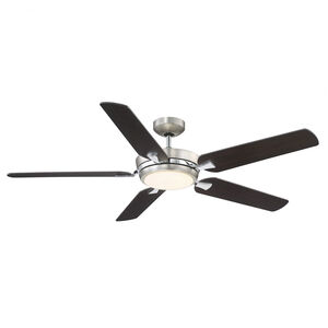 Montrose 54 inch Satin Nickel and Chrome with Chestnut/Silver Blades Ceiling Fan