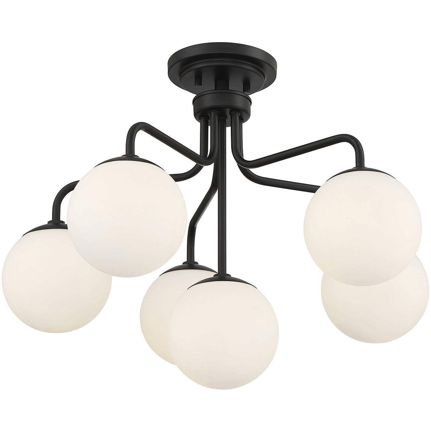 Marco 6 Light 24 inch Matte Black Semi-Flush Ceiling Light, Essentials