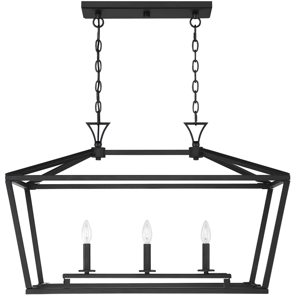 Townsend 3 Light 32 inch Matte Black Linear Chandelier Ceiling Light, Essentials