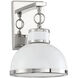 Corning 1 Light 8 inch White with Polished Nickel Accents Wall Sconce Wall Light in White/Polished Nickel