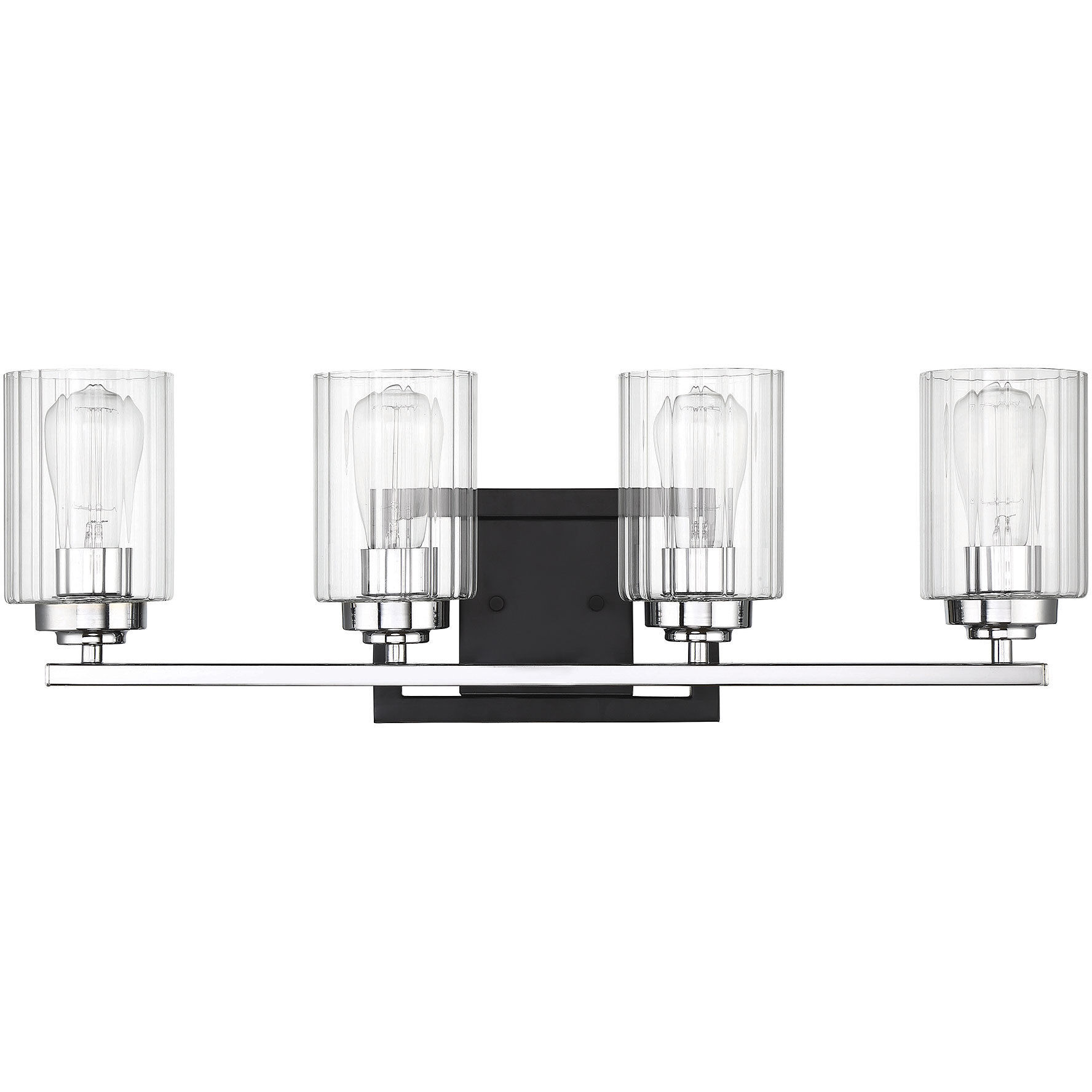 Redmond 4 Light 27.5 inch Matte Black with Polished Chrome Accents Bathroom Vanity Light Wall Light