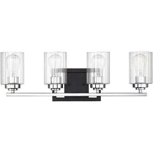 Redmond 4 Light 27.5 inch Matte Black with Polished Chrome Accents Vanity Light Wall Light