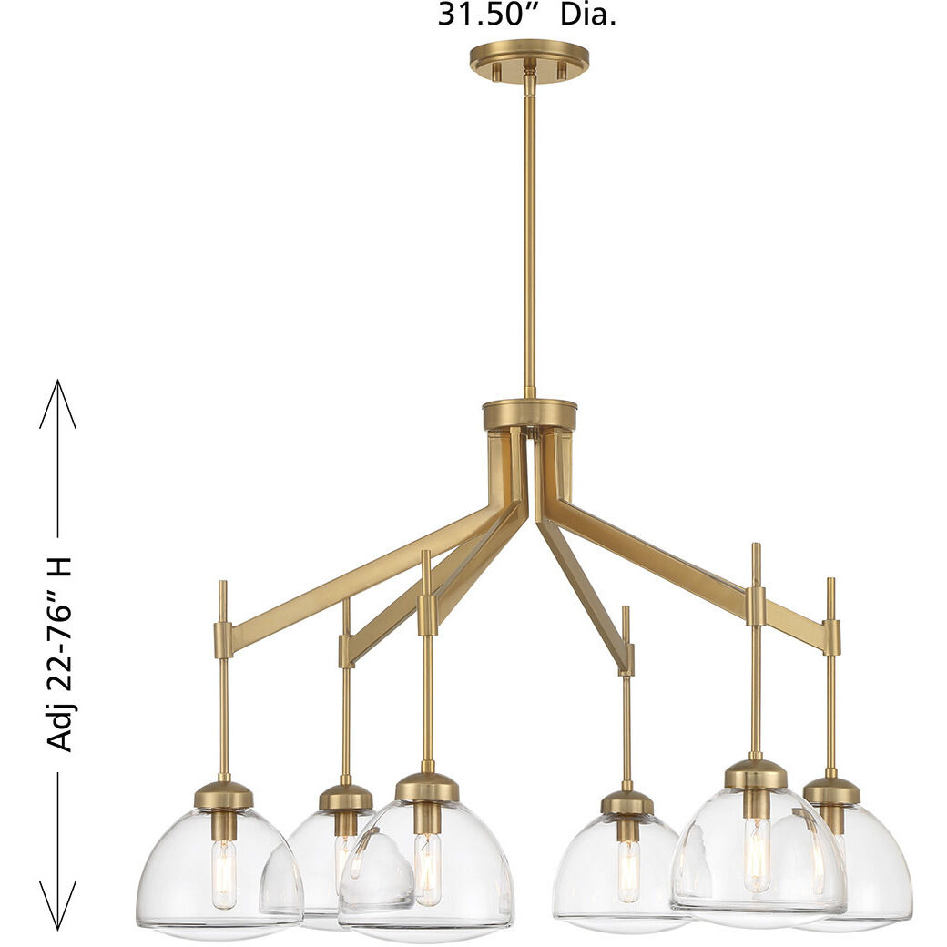 Corbin 6 Light 31.5 inch Warm Brass Chandelier Ceiling Light