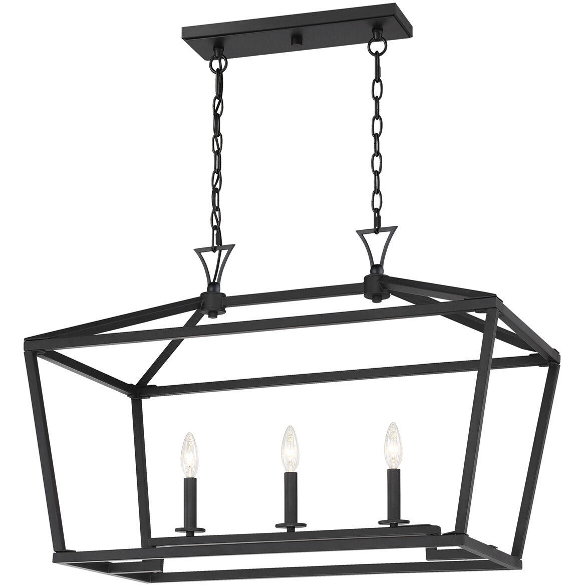 Townsend 3 Light 32 inch Matte Black Linear Chandelier Ceiling Light, Essentials