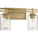 Baxter 2 Light 15 inch Warm Brass Bathroom Vanity Light Wall Light, Lighting One