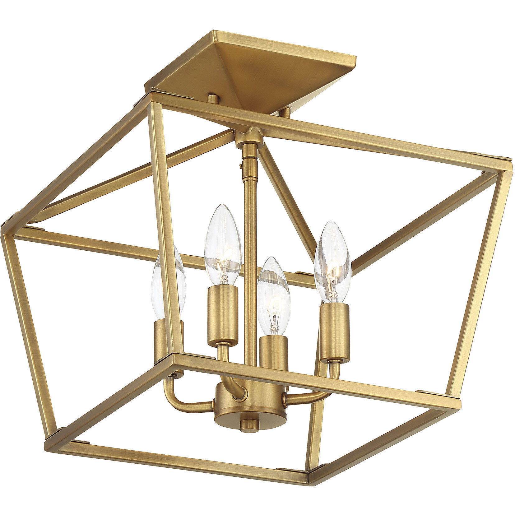 Townsend 4 Light 13 inch Warm Brass Semi-Flush Ceiling Light, Essentials